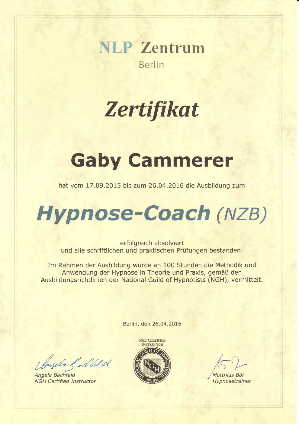 Zertifikat Hypnose-Coach